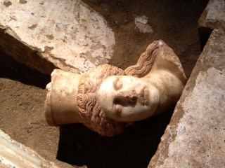 Η κεφαλή Σφίγγας από το λόφο Καστά στο μουσείο της Αμφίπολης