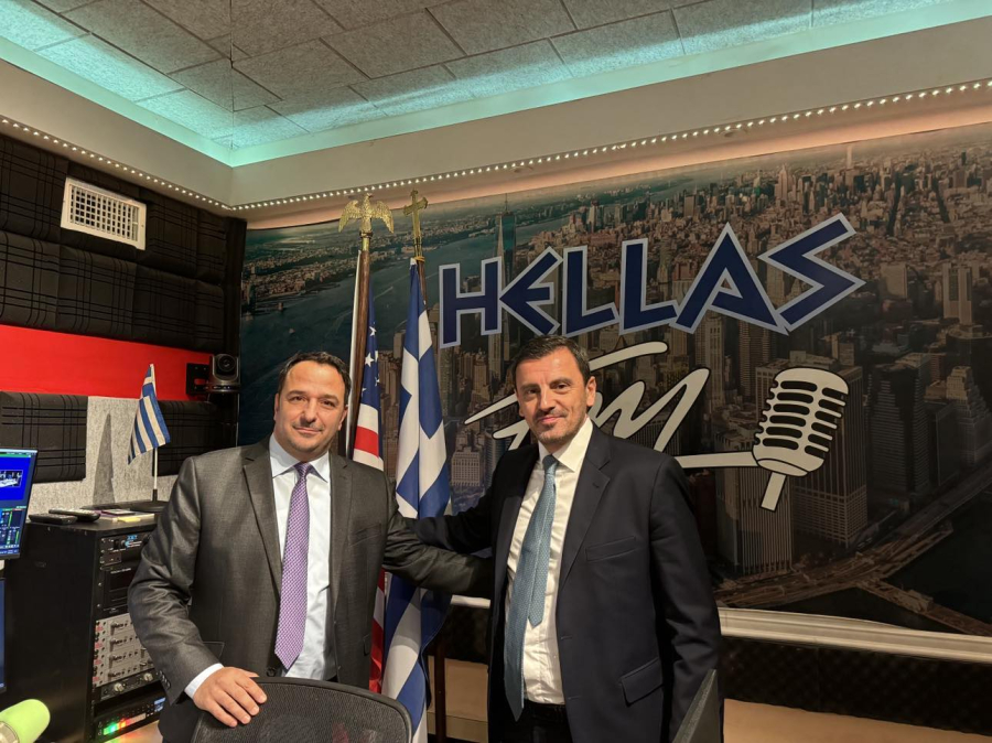 ο Υφυπουργός Προστασίας του Πολίτη Ανδρέας Νικολακόπουλος στον Hellas FM Νέας Υόρκης με τον Δημήτρη Φιλιππιδη
