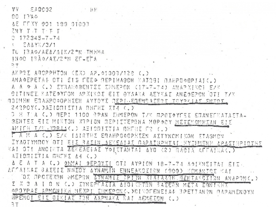 Η προδοσία της Κύπρου σ΄ ένα έγγραφο-φωτιά! Οι χουντικοί ήξεραν για την τουρκική απόβαση!